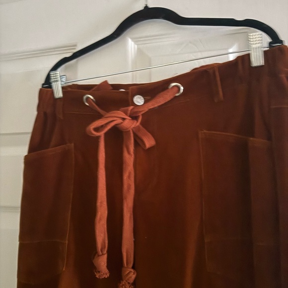 Rust Brown Velvet Barrel Pants - Picture 6 of 8